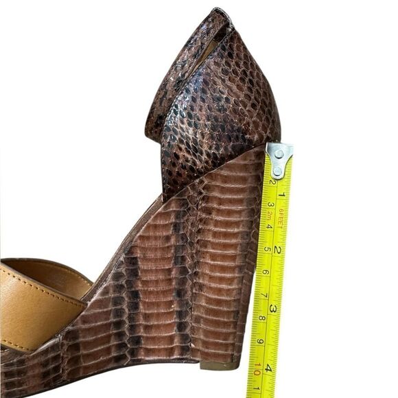 TORY BURCH Brown Leather and Python Platform Wedge Ankle Strap Sandals - Picture 11 of 11